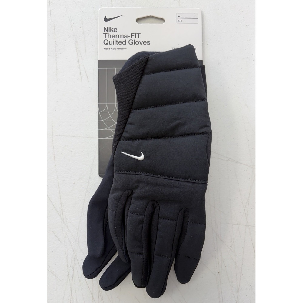 Nike Therma-FIT Quilted Gloves  Men's Cold Weather Black Large Warm NWT